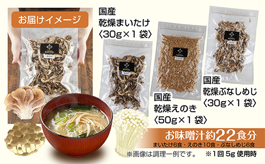 乾燥きのこ 3種セット（まいたけ・えのき・ぶなしめじ）／国産 乾燥 ぶなしめじ 30g まいたけ 30g えのき 50g 各1袋 しめじ 舞茸 エノキ ドライ きのこ キノコ 無添加 国産 出汁