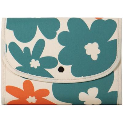 ふるさと納税 島原市 マルチケース(ジャバラタイプ)北欧フラワー ターコイズグリーン Lサイズ