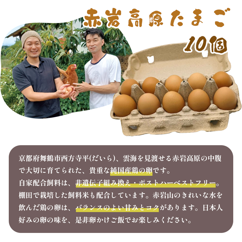 卵かけごはん セット 奥京都 「赤岩高原たまご」 卵かけご飯セット 卵 たまご 10個 お米 3合 特製タレ 薬味付き TKG お取り寄せ