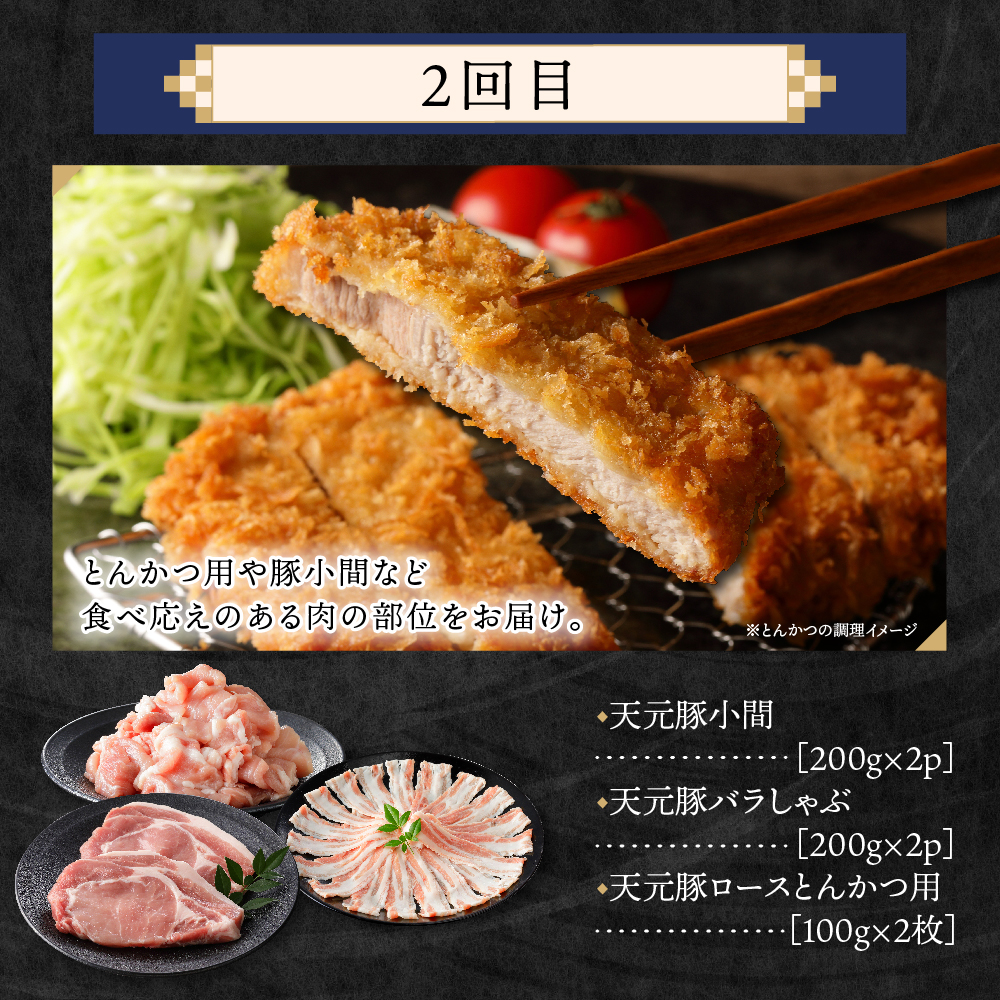 【4ヶ月定期便】 豚肉 天元豚 食べ比べ 全4回 ロース バラ 小間 モモ 挽き肉 便利 小分け 冷凍 しゃぶしゃぶ 焼肉 とんかつ 生姜焼き ブランド豚 国産 山形県 米沢市