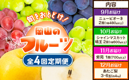 【4回定期便】岡山のフルーツ定期便 【配送不可地域あり】桃 ぶどう 梨