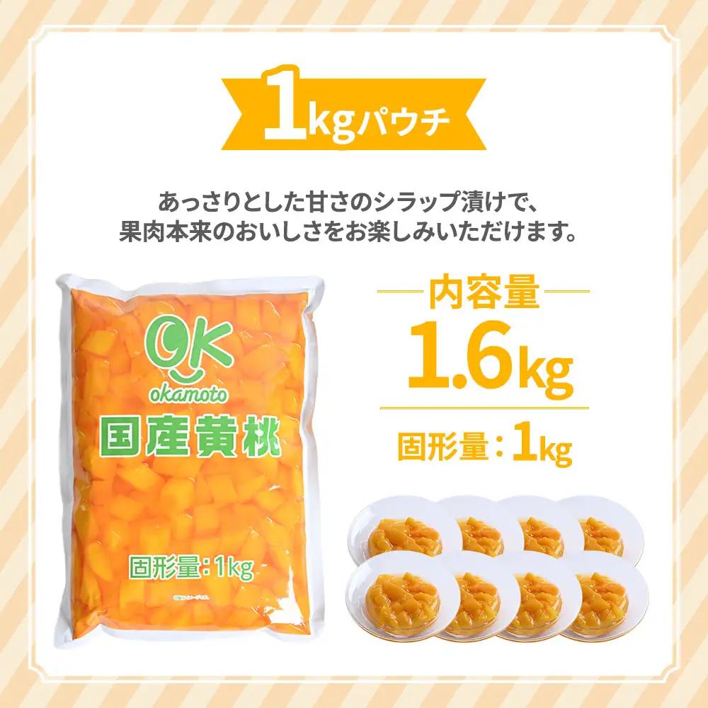青森県産黄桃 ダイスカット 1kgパウチ １個 桃 もも