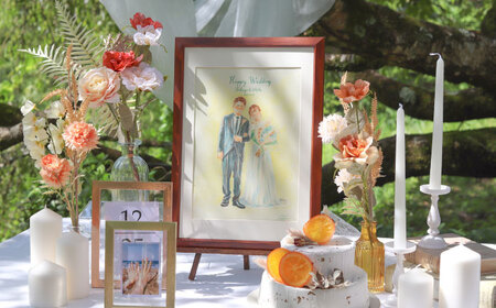 心温まる一枚をお届け オーダーメイド似顔絵(A4・3〜5名様・全身) / 手描き 似顔絵 誕生日 記念日 ギフト / 御嵩町 / M.似顔絵とアート[AVBR004]