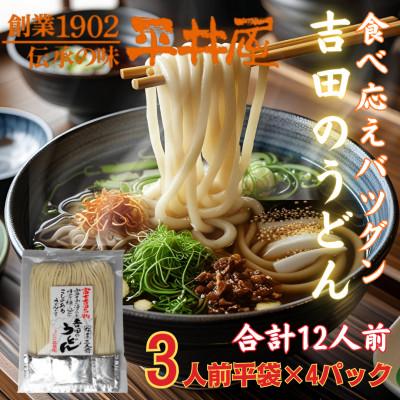 ふるさと納税 西桂町 【訳あり】山梨県西桂町が誇る老舗製麺所「平井屋」の吉田のうどん3人前平袋×4パック(合計12人前)