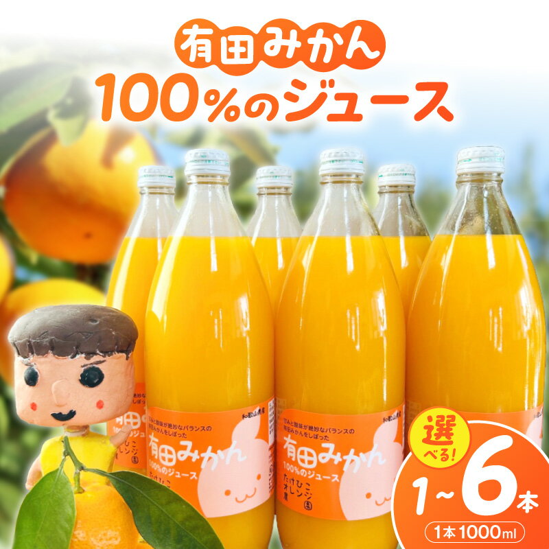 【ふるさと納税】有田みかん 100% ストレートジュース 1000ml 選べる 本数 1本 2本 3本 6本 新鮮 温州みかん みかん 果汁 濃厚 フルーツ 柑橘 飲料 みかんジュース ジュース ソフトドリンク 常温 お取り寄せ 和歌山県 湯浅町 送料無料
