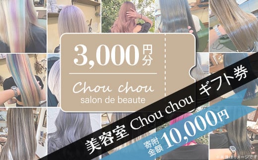 美容室Chou chouギフト券（3,000円分）【 美容室 美容院 美容体験 ヘアサロン ヘアカット 利用券 ギフト券 美容 髪 シャンプー トリートメント ヘアスタイル 】