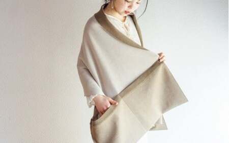 リバーシブル和紙ストール CLEMATIS 折り返しポケット ブラウン