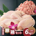 【ふるさと納税】【レビューキャンペーン対象】宮崎県産豚・鶏6kgセット - 鶏むね肉3kg 豚肉ミンチ3kg 国産鶏肉 鶏ムネ肉 国産豚肉 挽肉 豚挽き肉 ひき肉 冷凍 送料無料【宮崎県木城町】