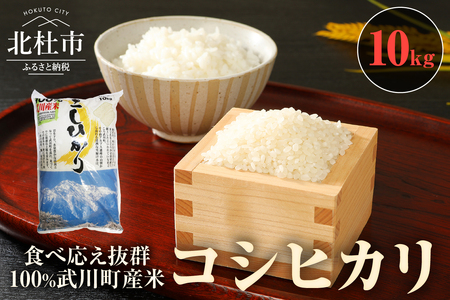 【令和7年度新米】山梨最大の米処　北杜市武川町産　コシヒカリ10kg×1袋 米 粘り 甘味 つや 食べ応え抜群