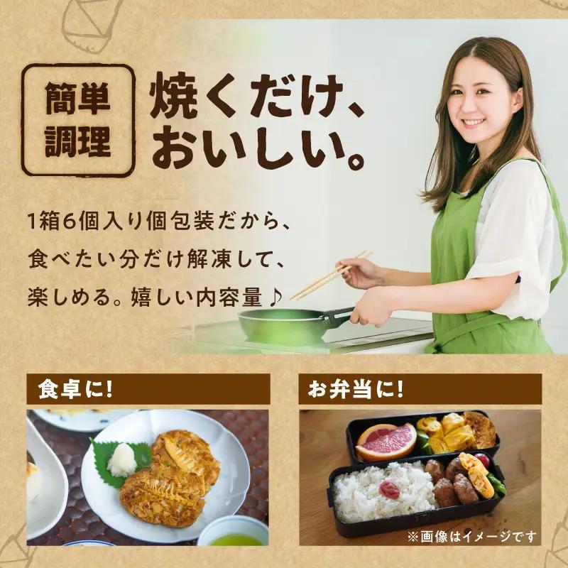たけのこハンバーグ6個セット 惣菜 弁当 夕食 おかず たけのこ 筍 ハンバーグ ジューシー 焼くだけ 簡単 小分け 食べきり 福岡県 八女市 113-003