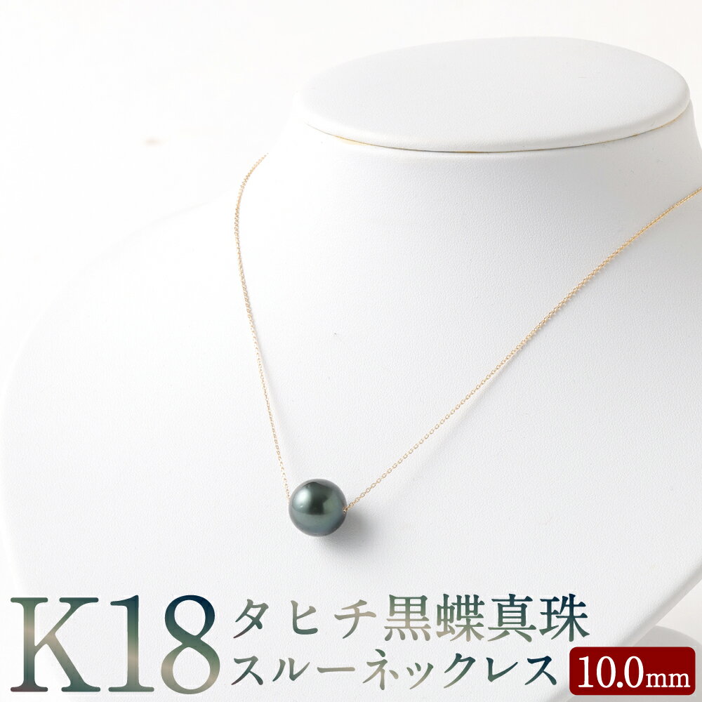 【ふるさと納税】K18 タヒチ 黒蝶 真珠 スルー ネックレス 10.0mm アジャスター付き 90000円 9万円 国産 日本産 スルーネックレス パール 冠婚葬祭 フォーマル 入学式 卒業式 成人式 母の日 ギフト ジュエリー アクセサリー レディース 送料無料