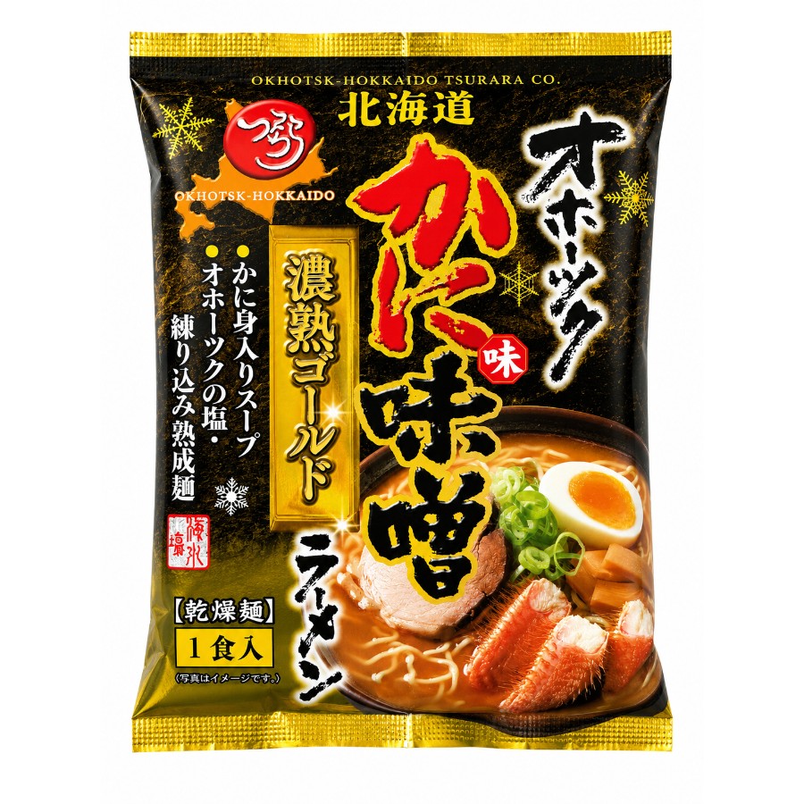 ＜つらら＞オホーツクかに味 味噌濃熟ゴールドラーメン1食×16袋