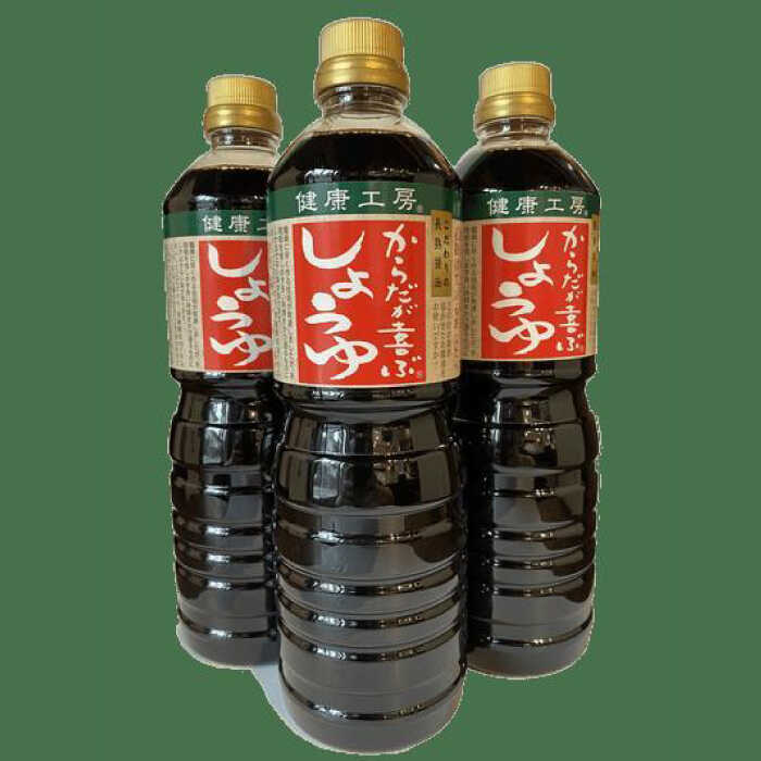 【ふるさと納税】からだが喜ぶ醤油(長熟1年半) 1L×3本 / 調味料 醤油 減塩 醤油 しょうゆ 熟成 調味料 減塩 濃厚お取り寄せ/恵那市/マルコ醸造[AUCT022]
