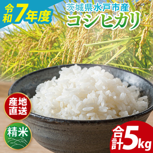 【翌月より順次発送】【数量限定】【令和7年度産】茨城県産コシヒカリ 5kg【米 おこめ こしひかり 農家直送 直送 水戸市 茨城県】(ND-3)