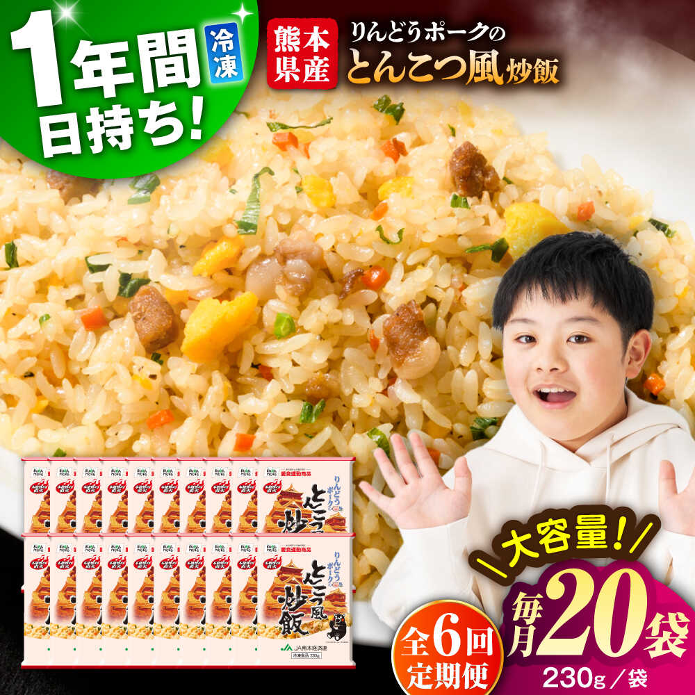 【ふるさと納税】【全6回定期便】熊本県産 こだわり炒飯 りんどうポークの とんこつ風 炒飯 230g×20袋 合計4.6kg 冷凍食品 米飯 ポーク とんこつ 豚肉 惣菜 冷凍 中華 九州 熊本県 菊陽町 特産品【ユーユーフーズ株式会社】[BHCS034]