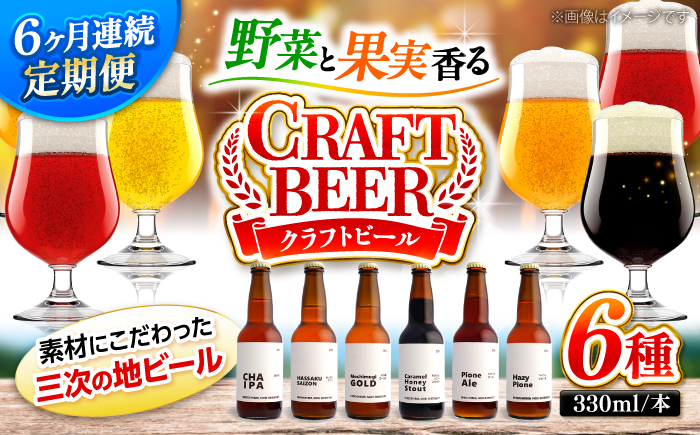 【全6回定期便】クラフトビール 地ビール 6種類（ピオーネ2種、はっさく、はちみつ、もち麦、お茶）三次市/なちゅbio [APCA005]