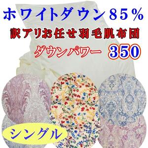 【訳あり】お任せ 羽毛肌布団 シングル ホワイトダウ85％ ダウンパワー350 ダウンケット 羽毛布団【BE087】