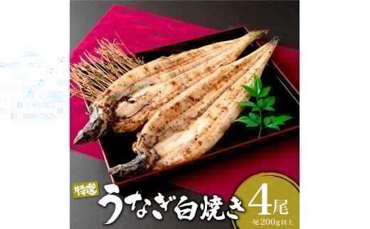 ＜土用の丑の日（7月26日）着＞うなぎ白焼き 800g (200g×4尾) ／うなぎ 鰻 ウナギ 蒲焼 蒲焼き 土用 丑の日 特選 肉厚 たれ 国産 ふるさと 鰻丼 鰻重 うな重 うなぎたれ ギフト 贈り物 佐賀 佐賀県 送料無料