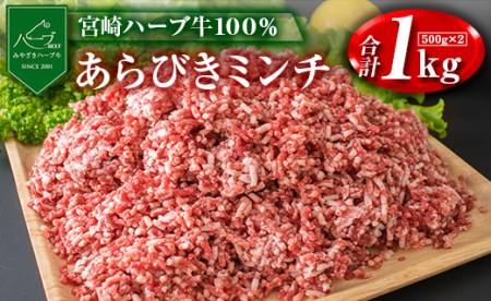 牛肉100%＜宮崎ハーブ牛＞粗挽きミンチ 500g×2パック※90日以内発送【B477】