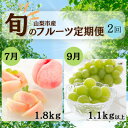 【ふるさと納税】【発送月固定定期便】山梨夏の味覚定期便〈桃 1.8kg/シャインマスカット 1.1kg以上〉全2回【配送不可地域：離島】【4050337】