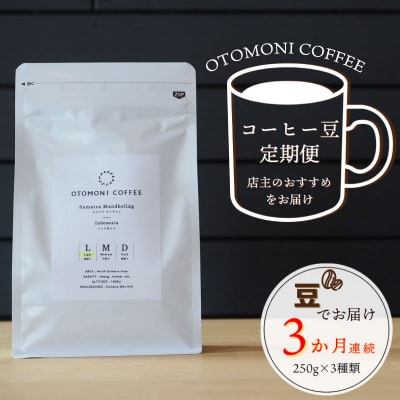 【1ヶ月ごとの定期便】 オトモニコーヒー お勧め 豆をお届け 250g×1袋 T1