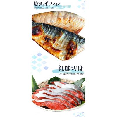 ふるさと納税 紀美野町 迷ったらコレ!魚鶴商店の天然紅サケ1kg & 塩さばフィレ6枚セット |  | 01
