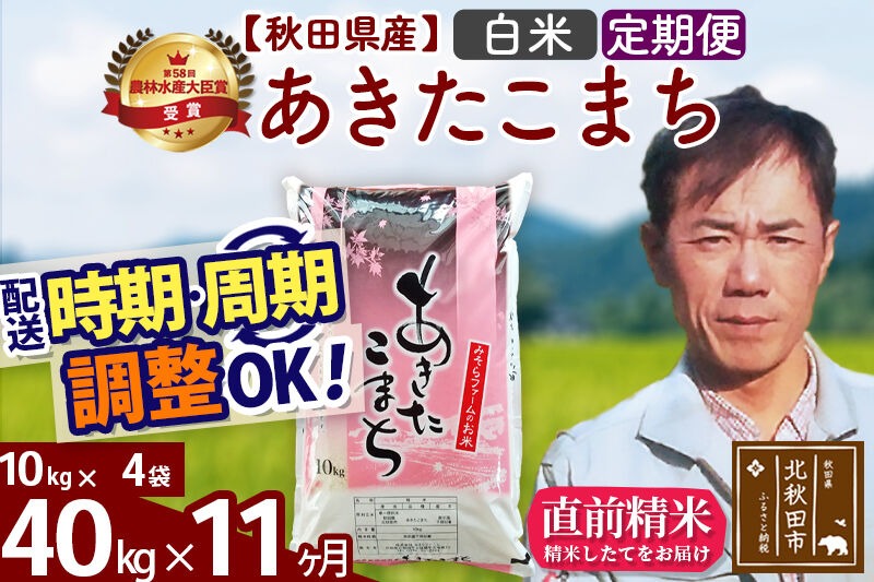 ※令和7年産※《定期便11ヶ月》秋田県産 あきたこまち 40kg【白米】(10kg袋) 2025年産 お届け時期選べる お届け周期調整可能 隔月に調整OK お米 みそらファーム [みそらファーム 秋田 お米 あきたこまち 米どころ 東北 北秋田市 秋田県産 冷めてもおいしい おにぎり おむすび お弁当 白米]|msrf-11111