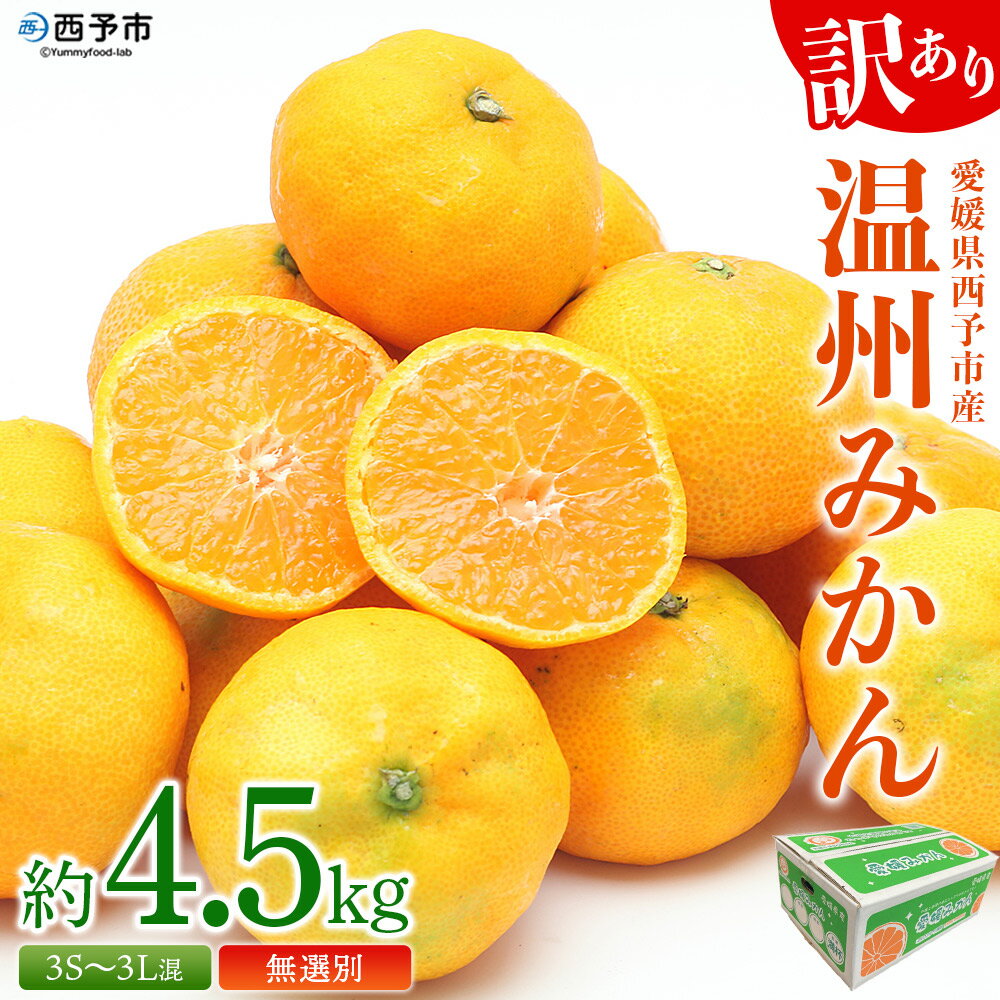 【ふるさと納税】＜愛媛県西予市産 訳あり 無選別 温州みかん 約4.5kg＞ 果物 くだもの フルーツ 柑橘 みかん 蜜柑 ミカン オレンジ 温州みかん 家庭用 サイズ混合 食べて応援 特産品 宇都宮物産 愛媛県 西予市【常温】『2025年10月中旬～2026年1月下旬迄に順次出荷予定』