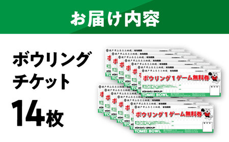 ボウリングチケット 14枚セット / ボウリング / 瀬戸市 / 東名興業株式会社 東名ボール[BBCC002]