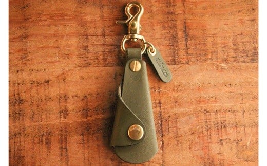 【minca】栃木レザーの真鍮靴ベラキーホルダー/シューホーン01/オリーブ　641【雑貨 日用品 人気 おすすめ 】