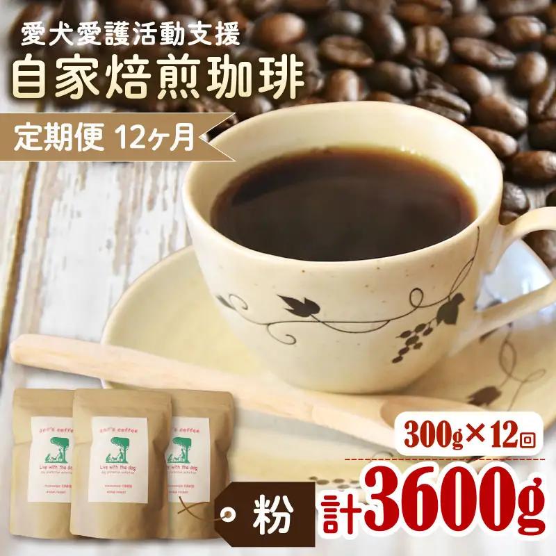 コーヒー粉 【定期便12か月】ann's cafe 100g×3種 コーヒー粉
