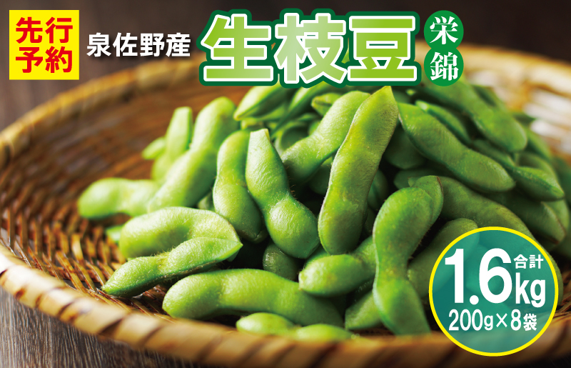G5492 【先行予約】新鮮枝豆（栄錦）合計 1.6kg（200g×8）【小分け 野菜 泉佐野産 やさい 高評価 数量限定 栄錦】