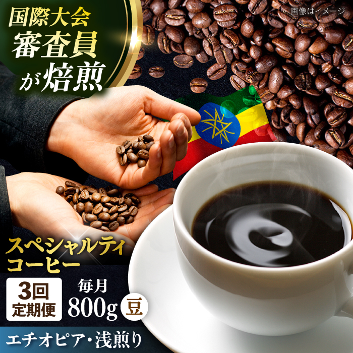 【全3回定期便】コーヒー豆 自家焙煎 浅煎り エチオピア 200g×4 TSUKIKOYA COFFEE ROASTER ツキコヤ【株式会社RUINS】 [AKAD007]