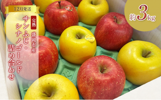 【先行予約】 12月発送 完熟サンふじ シナノゴールド 詰め合わせ 約3kg （8～12玉） セット 完熟りんご 林檎 リンゴ 果物 フルーツ 旬の果物 旬のフルーツ 旬 季節の果物 季節のフルーツ 贈答用 贈答 贈り物 プレゼント 国産 産地直送 くだもの お取り寄せ 贈り物 ギフト 贈答用 岩手県 盛岡市 東北 岩手 盛岡 北田りんご園 kitada014
