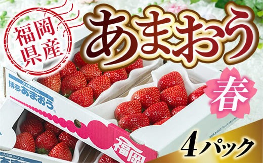 福岡産あまおう春4パック　 ※2025年2月上旬から2025年3月下旬に順次発送予定　AX003