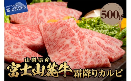 山梨県産　富士山麓牛　霜降りカルビ 500g 牛肉 500g 焼肉 BBQ 国産 富士山麓牛 霜降り 精肉 冷凍 送料無料 山梨 富士吉田