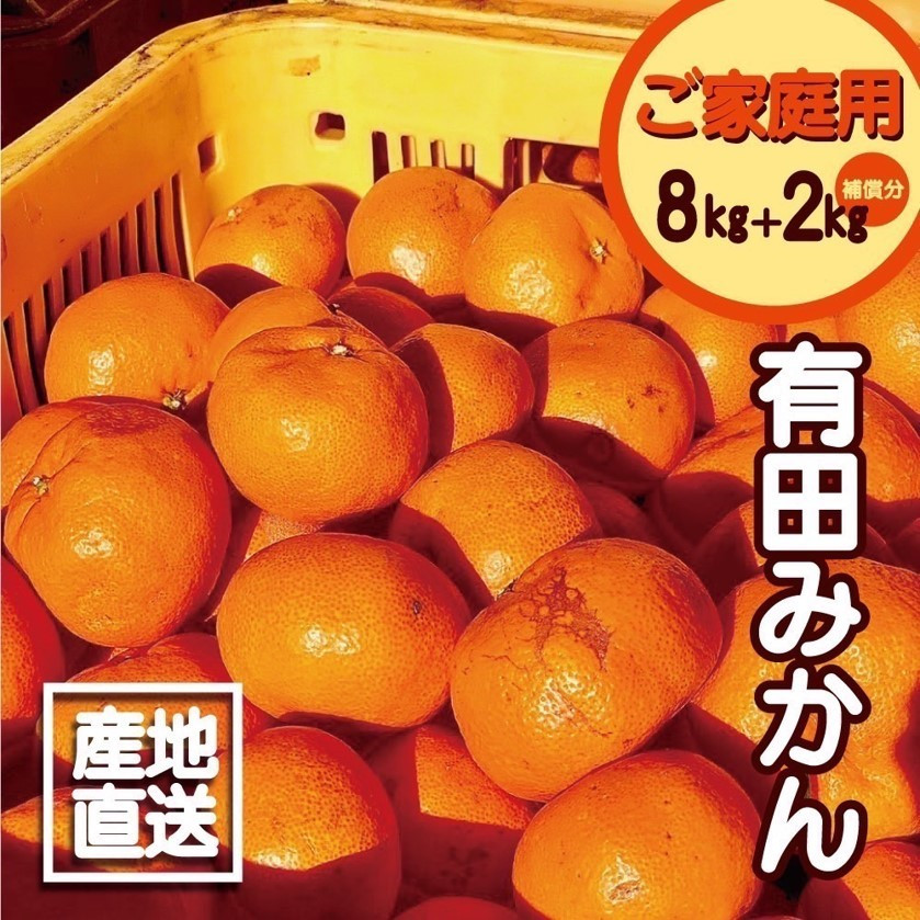 
            EH6101_【2025年先行予約】11月より順次発送【訳あり ご家庭用】和歌山県産 有田みかん 8kg＋2kg保証分 サイズ混合
          