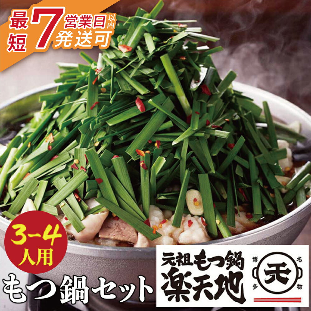 【ふるさと納税】最短発送 レビューキャンペーン 厳選6種の牛モツが堪らない!!楽天地　元祖もつ鍋 醤油味(3〜4人用) モツ鍋 ホルモン 元祖 福岡 博多 冷凍 最短7営業日以内発送 送料無料