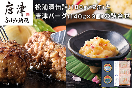 松浦漬缶詰(180g×2缶)と唐津バーグ(140g×3個)の詰合せ ハンバーグ