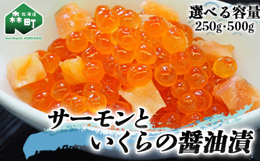 
【選べる容量】サーモンといくらの醤油漬250g～500g ＜ワイエスフーズ＞ いくら醤油漬け 海鮮丼 サケ さけ 鮭 いくら イクラ しょうゆ漬け 海産物 セット 森町 ふるさと納税 北海道 mr1-0593
