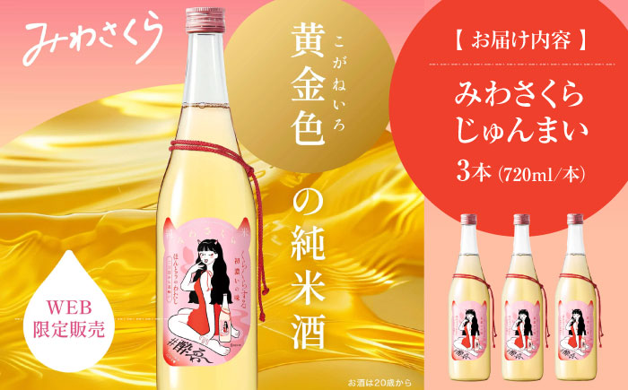 日本酒 くらくらする初濃いの味　みわさくらじゅんまい 720ml×3本 日本酒 お酒 人気 地酒 酒 純米酒 広島 三次市/美和桜酒造 [APBF009]