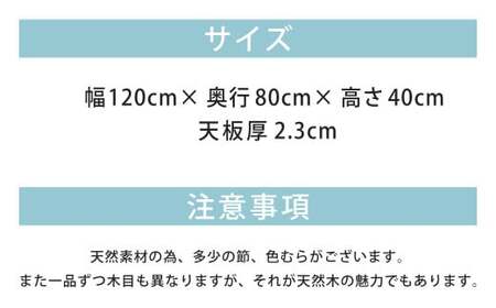 栗の木 こたつテーブル 長方形 幅120cm 奥行80cm 高さ40cm 4人用