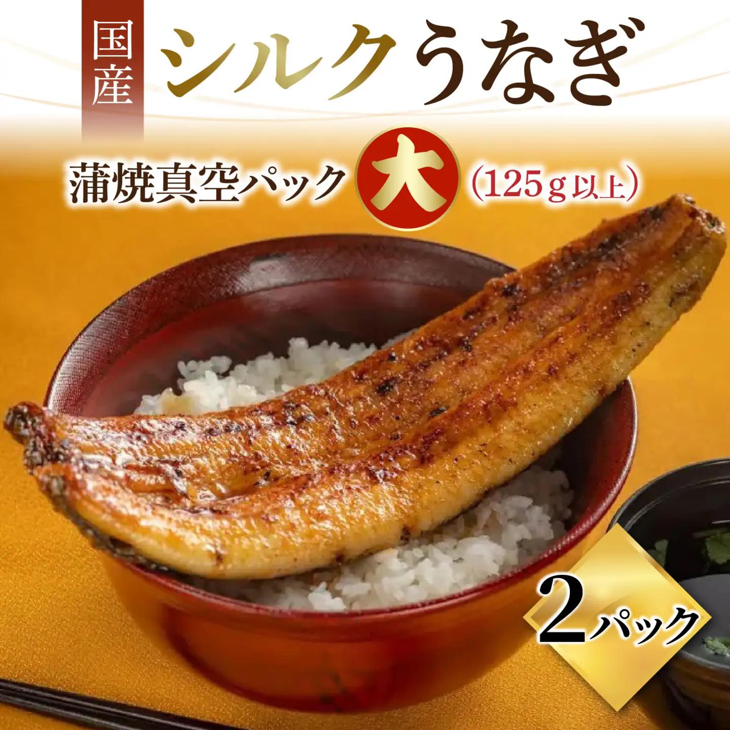 【やなのうなぎ 観光荘】シルクうなぎ蒲焼真空パック 大（125ｇ以上）×2パック