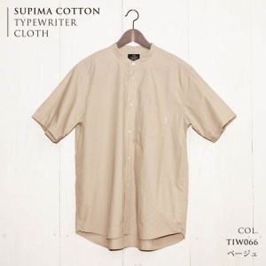 　播州織メンズシャツ「THE INDUSTRY WORKS」（半袖バンドカラー・1着）【TIW_066（ベージュ）】 33-13