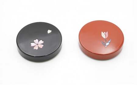 【高岡漆器】マグネット青貝入り チュリップ・さくら 2個組 民芸品 工芸品 伝統技術  FAD-0711