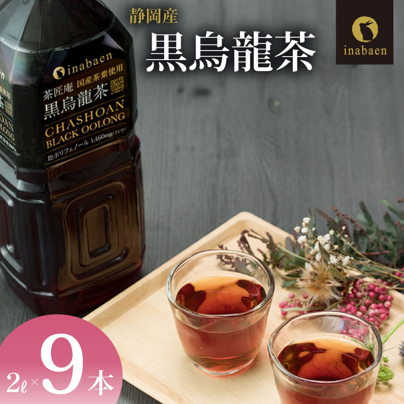 静岡県産 黒烏龍茶 2L × 9本 ペットボトル 黒ウーロン茶 国産 ポリフェノール配合 いなば園 ウーロン茶 牧之原市 お茶