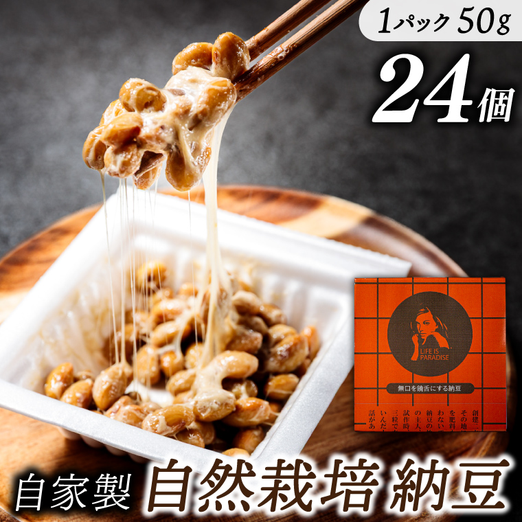 自然栽培納豆 50g×24個 納豆の聖地「金砂郷」の職人ひとつひとつ仕込む甘味と旨味の際立つ「鹿嶋在来大豆 納豆」（KW-9）