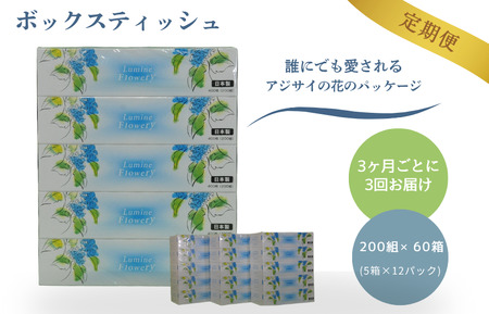 【3ヶ月ごとに3回お届け 定期便】 ルミネフローリー200W5P 12パック入
