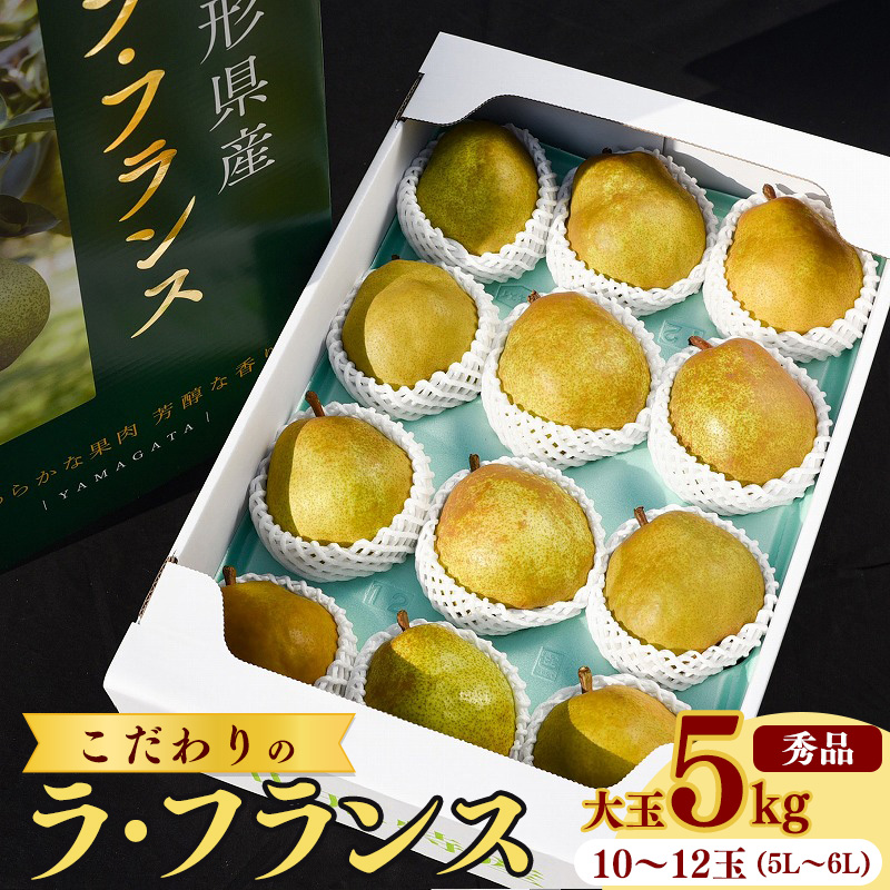 大きいサイズの ラ・フランス 5kg（10玉～12玉） 秀品 5L～6L 《化粧箱入》 農家直送 山形県産 【2025年11月頃～12月上旬頃発送予定】　024-B-HK004