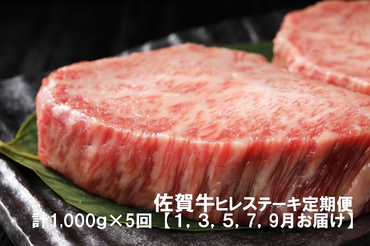 
DP036　黒毛和牛最高峰！佐賀牛ヒレステーキ定期便(1,3,5,7,9月お届け)佐賀牛ヒレステーキ１キロ(5枚で1キロ)総量5キロ
